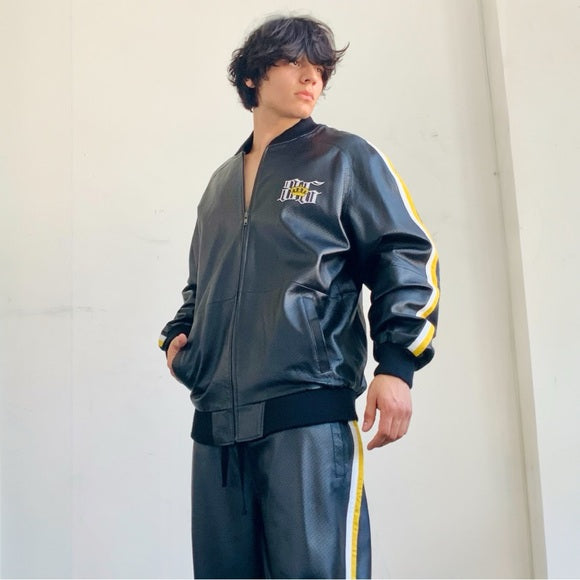 Men’s Troop Black | Yellow | White Genuine Leather Tracksuit NWT