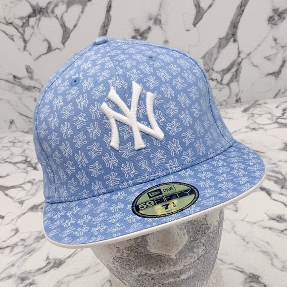 Men's New Era Cap Sky Blue | White All Over 59FIFTY NY Yankees Limited Edition NWT