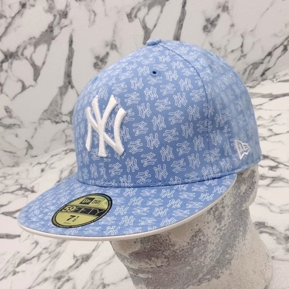 Men's New Era Cap Sky Blue | White All Over 59FIFTY NY Yankees Limited Edition NWT