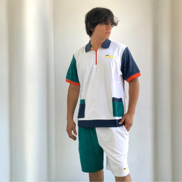 Men’s Fila Tennis Terry Cloth White | Green | Navy | Orange Short Set NWT