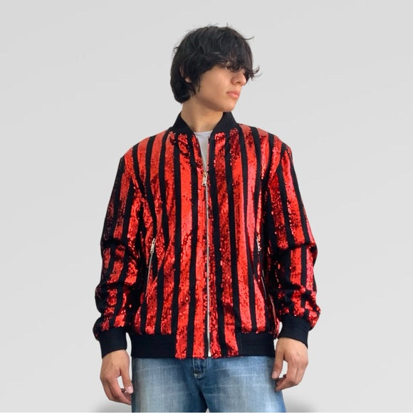 Men's Manzini Black | Red Sequins Performance Jacket NWT