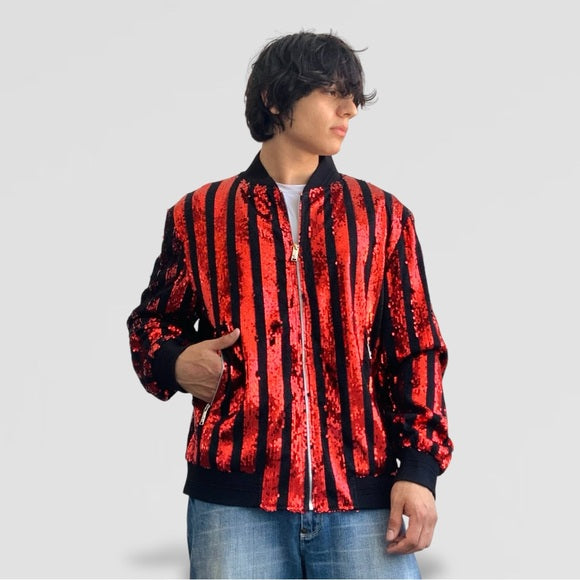 Men's Manzini Black | Red Sequins Performance Jacket NWT