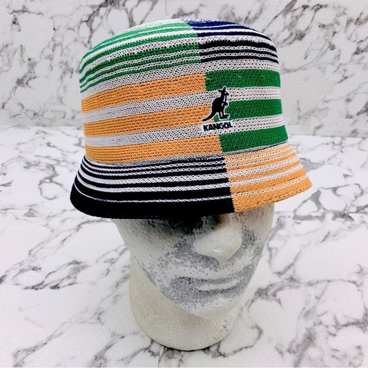 Men’s Kangol Digital Stripes Bin Navy | Yellow | Green |White Bucket Hat NWT