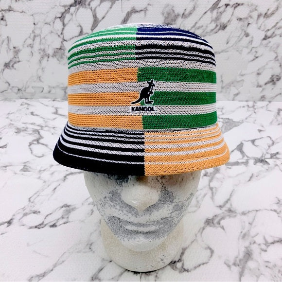 Men’s Kangol Digital Stripes Bin Navy | Yellow | Green |White Bucket Hat NWT