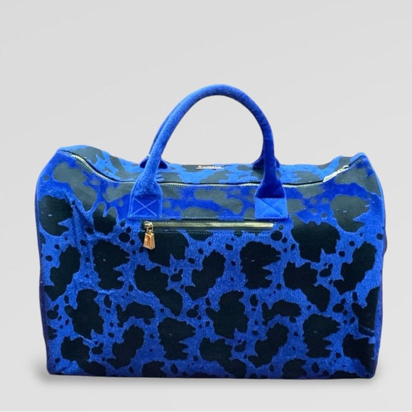 Men's Tote & Carry Royal Blue | Black Faux Fur Duffle Bags NWT