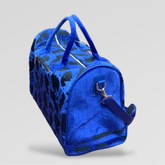 Men's Tote & Carry Royal Blue | Black Faux Fur Duffle Bags NWT