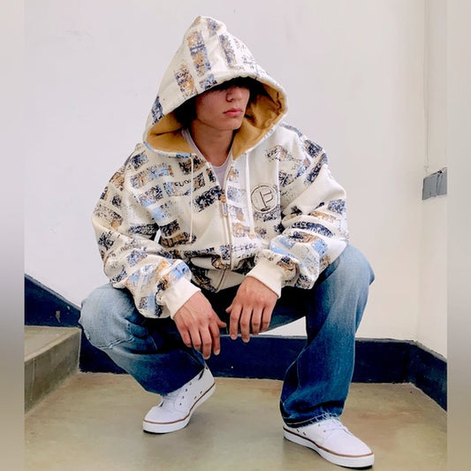 Men’s Pepe Jeans Ivory | Navy | Khaki | Sky Blue Blocks Full Zip Hoodie NWT