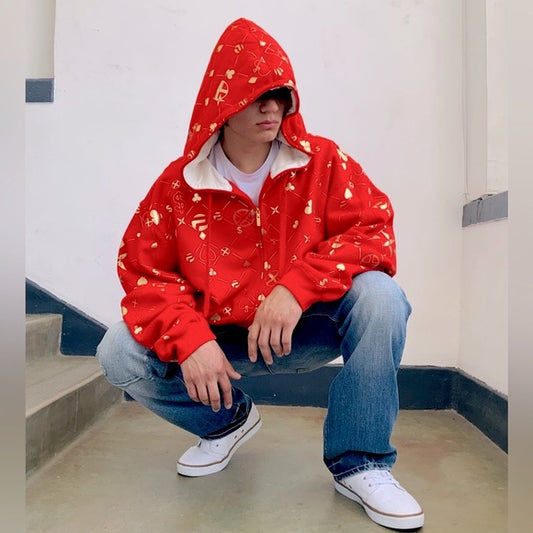 Men’s Pepe Jeans Red | Gold Full Zip Hoodie NWT