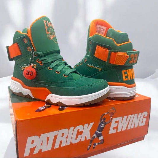 Men’s PATRICK EWING 33 HI ST Patrick’s Day Green | Orange | White Sneakers NWT