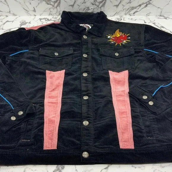 Men’s Frost Originals Dear Sins Black | Pink Corduroy Jacket NWT