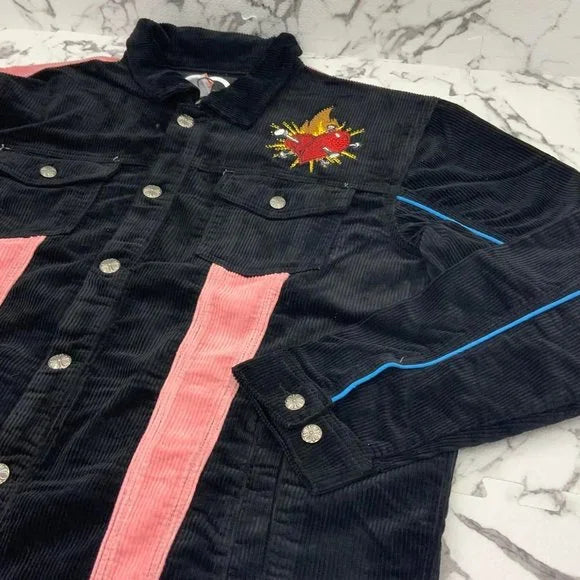 Men’s Frost Originals Dear Sins Black | Pink Corduroy Jacket NWT