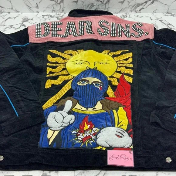 Men’s Frost Originals Dear Sins Black | Pink Corduroy Jacket NWT