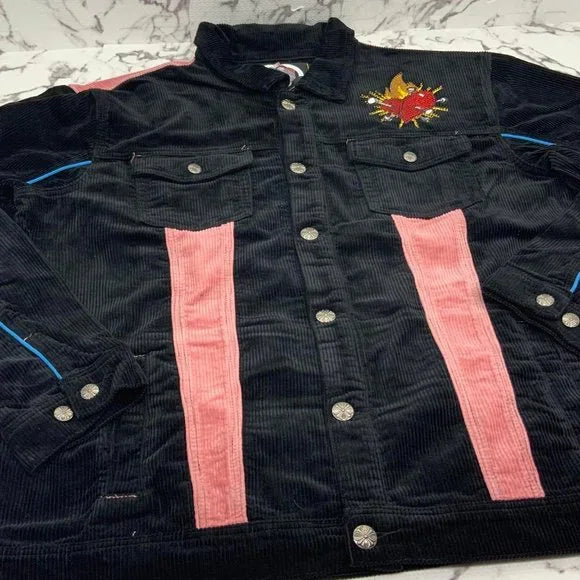 Men’s Frost Originals Dear Sins Black | Pink Corduroy Jacket NWT