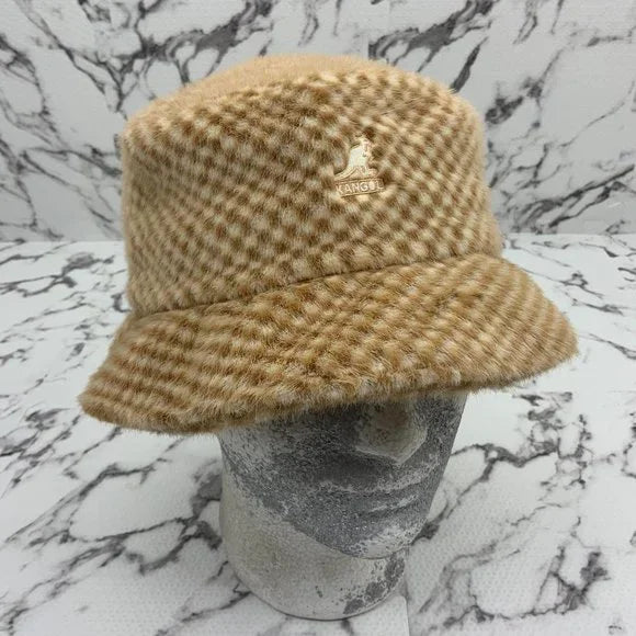 Men's Kangol Lahinch Brown | Cream Faux Fur Bucket Hat NWT