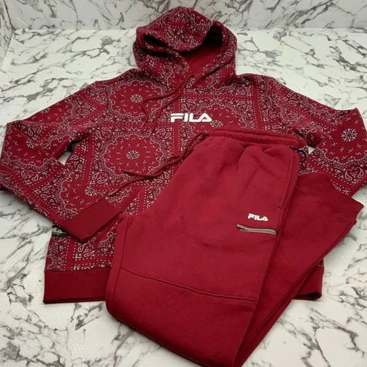 Men’s Fila Burgundy Fleece Hoodie Sweatpants NWT