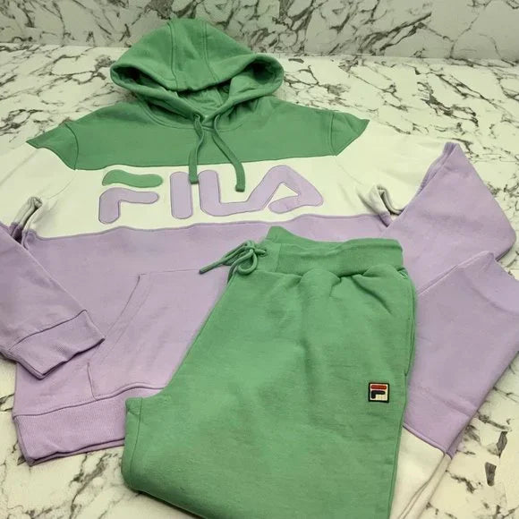 Men’s Fila Lavender | Mint | White Fleece Hoodie Sweatpants NWT