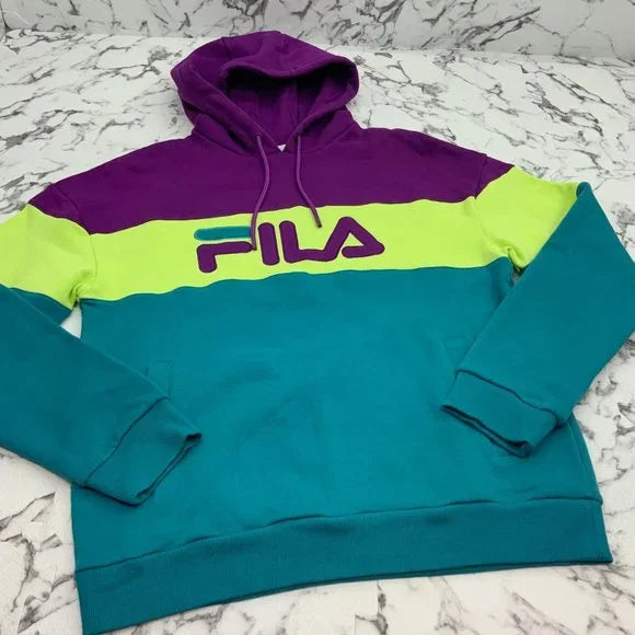 Men’s Fila Purple | Aqua | Lime Green Fleece Hoodie Sweatpants NWT