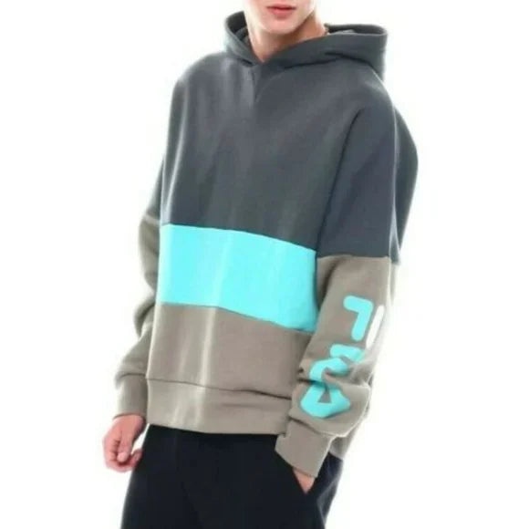 Men's Fila Grey | Teal | Khaki Fleece Hoodie NWT