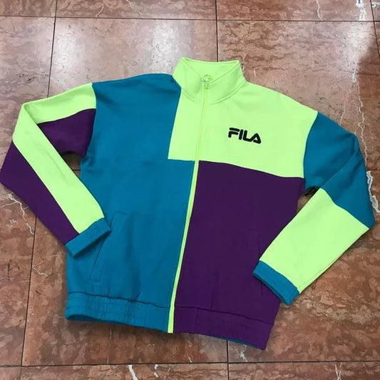 Men's Fila Signature Teal | Lime Green | Purple Track Jacket NWT