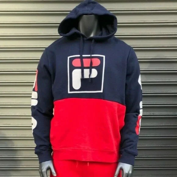 Men's Fila Navy | White | Red Fashion Pull Over Hoodie NWT