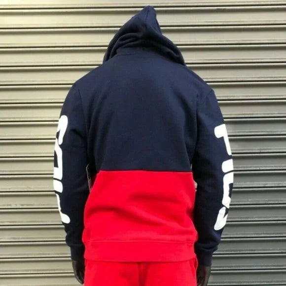 Men's Fila Navy | White | Red Fashion Pull Over Hoodie NWT