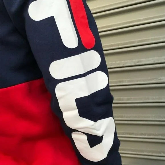 Men's Fila Navy | White | Red Fashion Pull Over Hoodie NWT