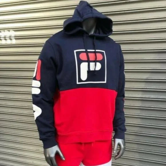 Men's Fila Navy | White | Red Fashion Pull Over Hoodie NWT