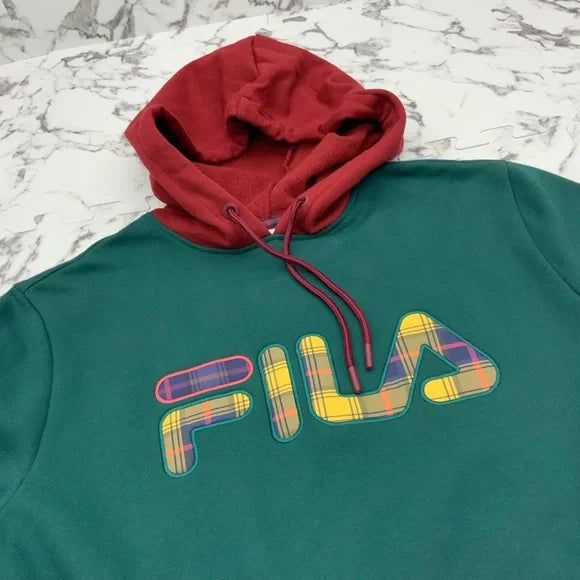 Men's Fila Teal | Red | Multicolor Fleece Hoodie NWT