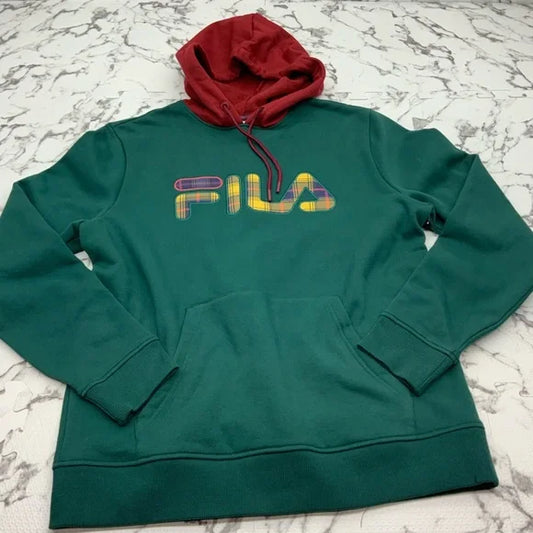 Men's Fila Teal | Red | Multicolor Fleece Hoodie NWT