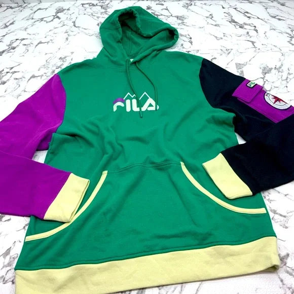 Men's Fila Purple | Green | Black Pullover Hoodie NWT