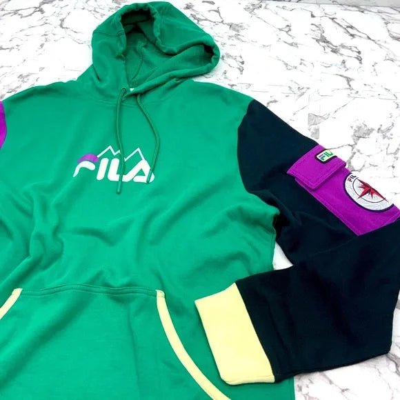 Men's Fila Purple | Green | Black Pullover Hoodie NWT