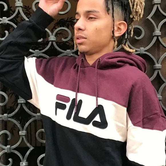 Men's Fila Burgundy | Cream | Black Pullover Hoodie