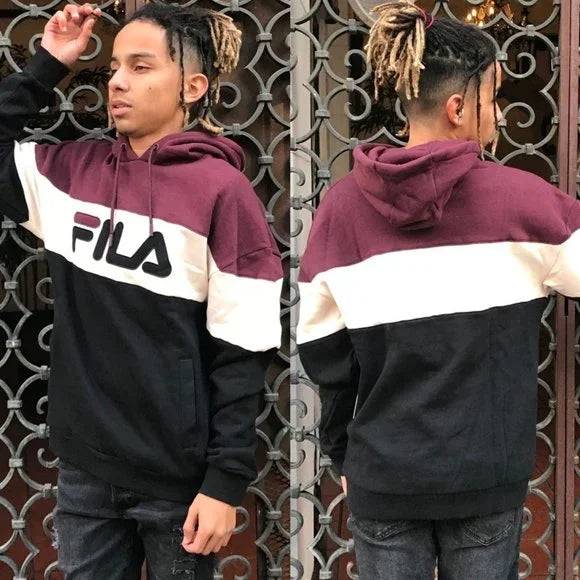 Men's Fila Burgundy | Cream | Black Pullover Hoodie