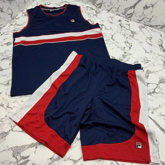 Men's Fila Navy | Red | White Mesh Short Set NWT