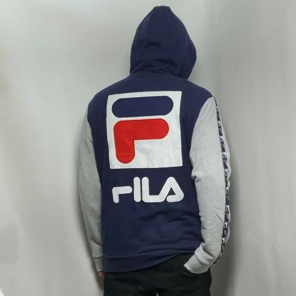 Men's Fila Navy | Grey | White Fashion Pull Over Hoodie NWT