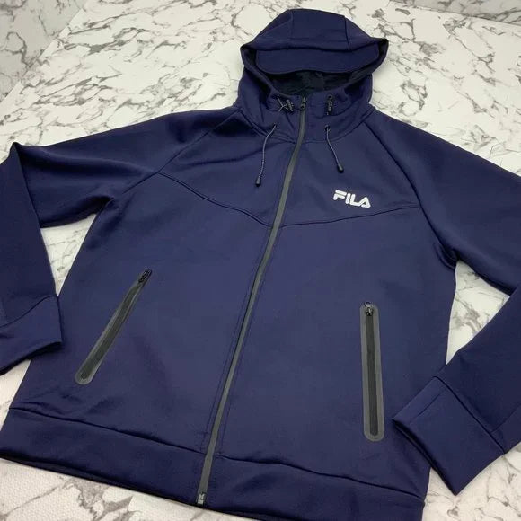 Men’s Fila Navy Full Zip Hoodie Track Jacket NWT