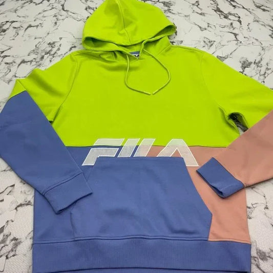 Men’s Fila Lime Green | Tan | Sky Blue Pullover Hoodie Track Jacket NWT