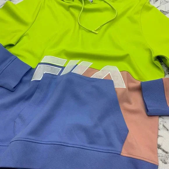 Men’s Fila Lime Green | Tan | Sky Blue Pullover Hoodie Track Jacket NWT