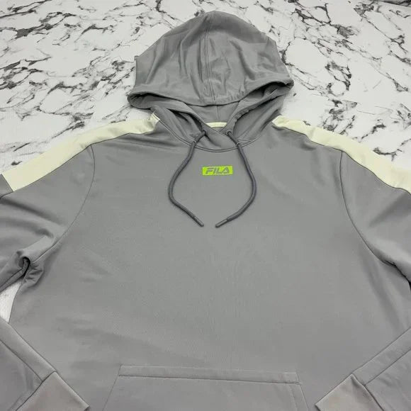 Men’s Fila Grey | White Pullover Hoodie Track Jacket NWT