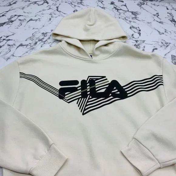 Men’s Fila Cream | Black Pullover Hoodie NWT