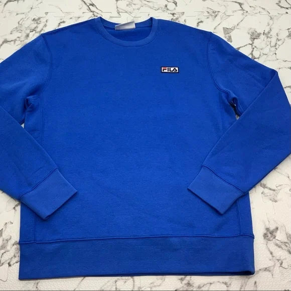 Men's Fila Blue Fleece Pullover Crewneck NWT