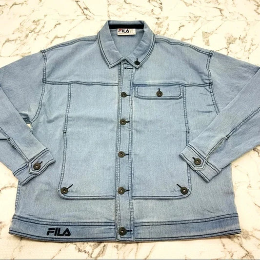 Men's Fila Sandblast Button Down Denim Jacket NWT