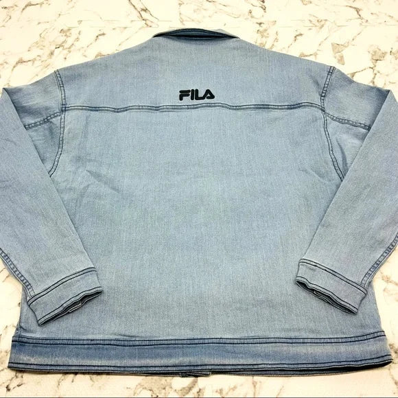 Men's Fila Sandblast Button Down Denim Jacket NWT