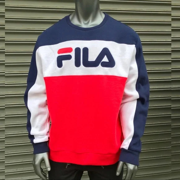 Men's Fila Navy | White | Red Fleece Pullover Crewneck NWT