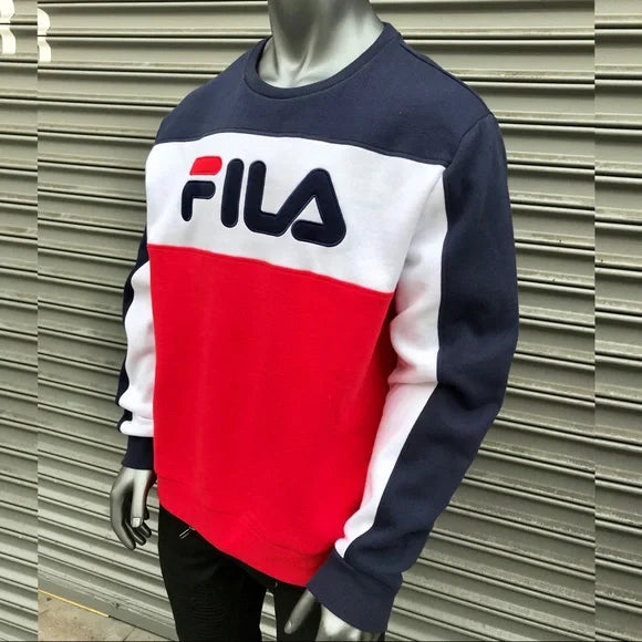 Men's Fila Navy | White | Red Fleece Pullover Crewneck NWT