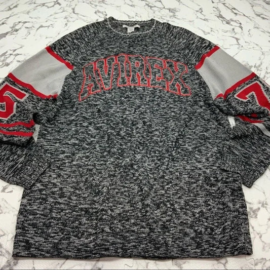 Men's Avirex Grey | Red Crewneck Sweater NWT