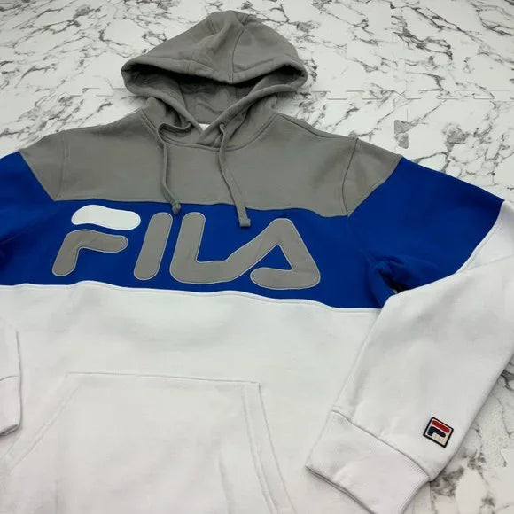 Men's Fila White | Blue | Grey Flamino Fleece Hoodie NWT