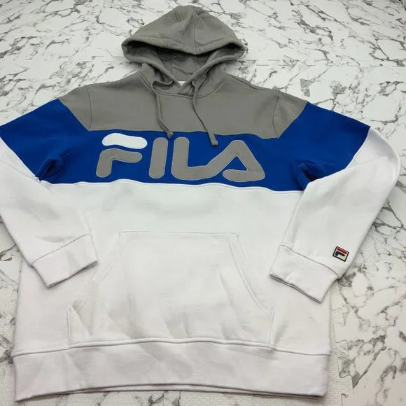 Men's Fila White | Blue | Grey Flamino Fleece Hoodie NWT