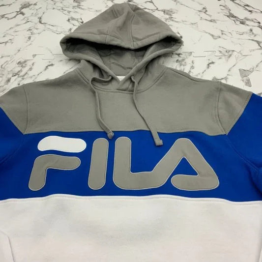 Men's Fila White | Blue | Grey Flamino Fleece Hoodie NWT