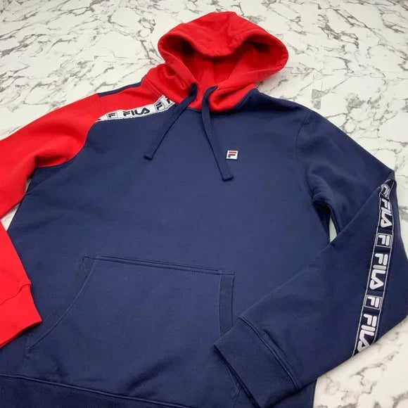 Men's Fila Navy Red Pull Over Hoodie NWT